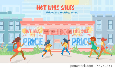 Flat Banner Hot Days Sales in Fashion Boutique. 54769834