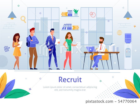 HR Manager Hiring Personnel Flat Vector Poster HR Manager Hiring Personnel Flat Vector Poster 54770064