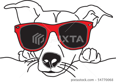 Vector illustration dog face with sunglasses black and white Vector illustration dog face with sunglasses black and white 54770068