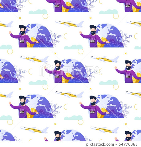 Touristic Traveling Flat Vector Seamless Pattern Touristic Traveling Flat Vector Seamless Pattern 54770363