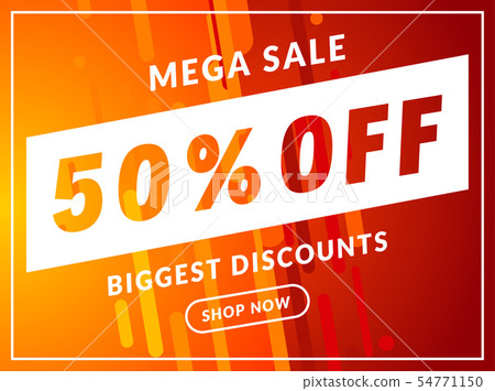 Mega Sale 50 percent off banner template design. Big sale special offer promotion discount for Mega Sale 50 percent off banner template design. Big sale special offer promotion discount for 54771150
