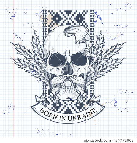 Skull with Ukrainian symbols Skull with Ukrainian symbols 54772005