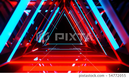 Abstract neon triangles with black empty copy space inside Abstract neon triangles with black empty copy space inside 54772055