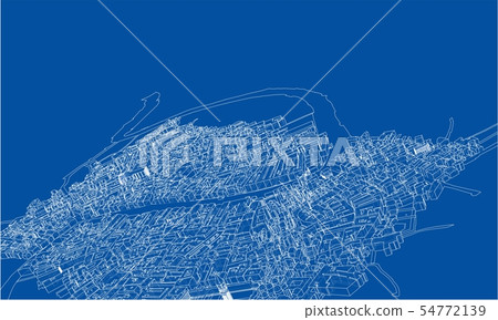 Outline city concept. Wire-frame style Outline city concept. Wire-frame style 54772139
