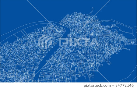 Outline city concept. Wire-frame style Outline city concept. Wire-frame style 54772146