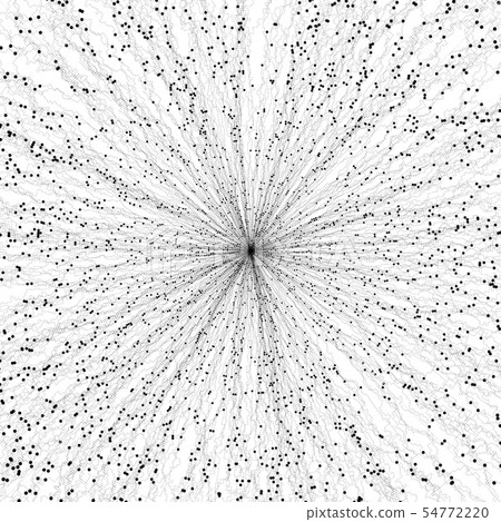 Abstract vector object. Net made of lines and circles. Technology or science theme illustration. 54772220