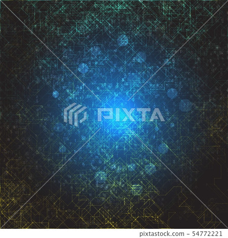 Abstract digital space illustration. Cyber space portal with chaotic lines and digits. 54772221