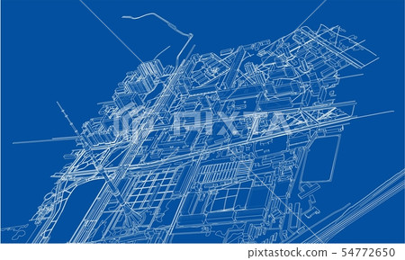 Outline city concept. Wire-frame style Outline city concept. Wire-frame style 54772650