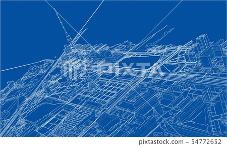 Outline city concept. Wire-frame style 54772652