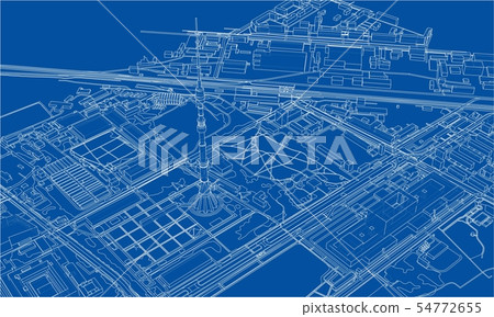 Outline city concept. Wire-frame style Outline city concept. Wire-frame style 54772655
