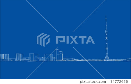 Outline city concept. Wire-frame style 54772656