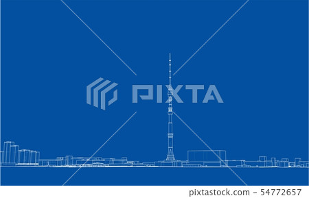 Outline city concept. Wire-frame style 54772657