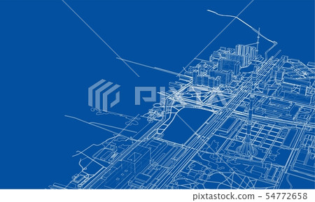 Outline city concept. Wire-frame style Outline city concept. Wire-frame style 54772658