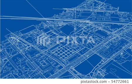 Outline city concept. Wire-frame style Outline city concept. Wire-frame style 54772661