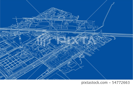 Outline city concept. Wire-frame style Outline city concept. Wire-frame style 54772663