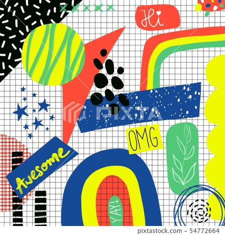 Contemporary abstract design Back to School Sketchy Notebook Doodles with Lettering Hand-Drawn 54772664