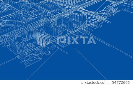 Outline city concept. Wire-frame style Outline city concept. Wire-frame style 54772665