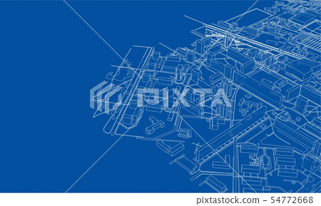 Outline city concept. Wire-frame style Outline city concept. Wire-frame style 54772668