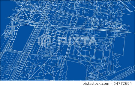 Outline city concept. Wire-frame style 54772694