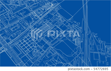 Outline city concept. Wire-frame style Outline city concept. Wire-frame style 54772695