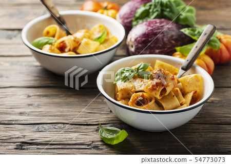 pasta calamarata with vegetarian sauce pasta calamarata with vegetarian sauce 54773073