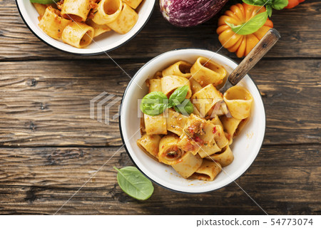 pasta calamarata with vegetarian sauce pasta calamarata with vegetarian sauce 54773074