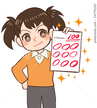 A child proud of 100 points 54776285