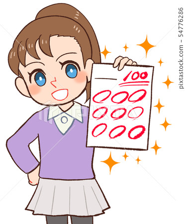 A child proud of 100 points 54776286
