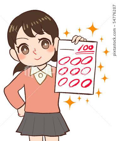 A child proud of 100 points 54776287