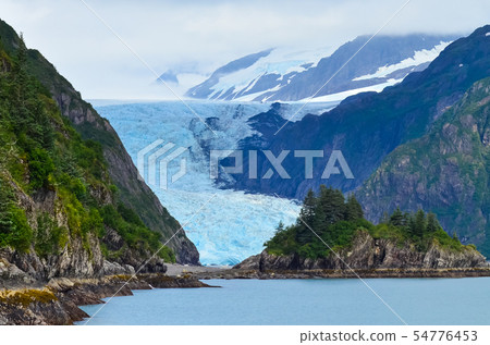 Distant view of a Holgate glacier in Kenai fjords National Park, Seward, Alaska, United States 54776453