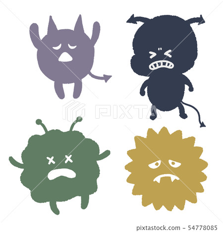 Hand-drawn character illustration set of weakened bacteria, viruses, and mold (disinfection and infection control) Hand-drawn character illustration set of weakened bacteria, viruses, and mold (disinfection and infection control) 54778085