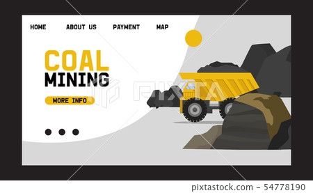 Coal mining operation of transportation on heavy truck vector illustration. In mining valley with Coal mining operation of transportation on heavy truck vector illustration. In mining valley with 54778190