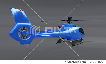 Blue helicopter isolated on the gray background. 3d illustration. 54778827