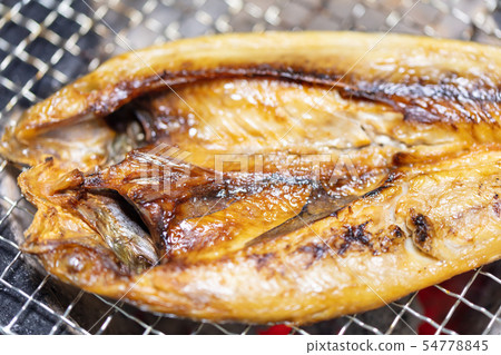 Overnight dried salmon, BBQ, bbq, charcoal grilled, grilled, biton charcoal, seven rings, camping, food, food 54778845