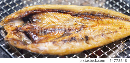 Overnight dried salmon, BBQ, bbq, charcoal grilled, grilled, biton charcoal, seven rings, camping, food, food 54778848