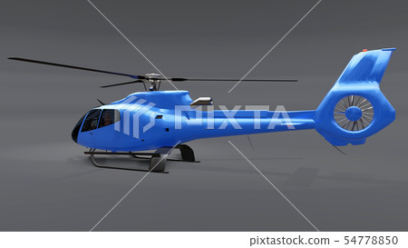 Blue helicopter isolated on the gray background. 3d illustration. 54778850