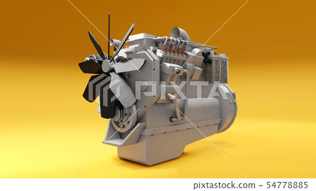A big diesel engine with the truck depicted. 3d rendering. 54778885
