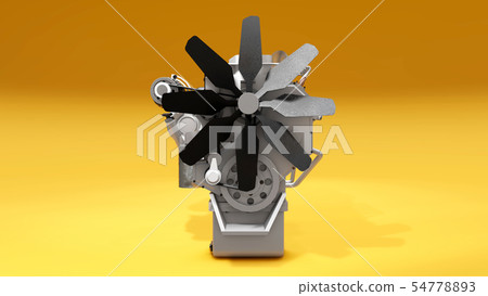 A big diesel engine with the truck depicted. 3d rendering. A big diesel engine with the truck depicted. 3d rendering. 54778893