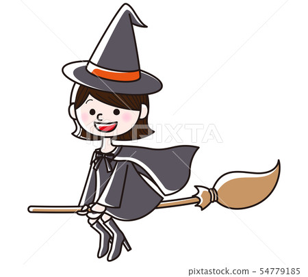 Witch flying on a broom - Stock Illustration [54779185] - PIXTA