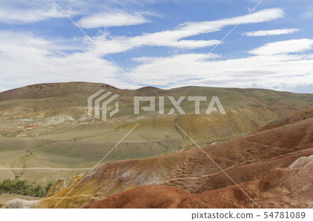 Red mountains in Kyzyl-Chin valley in Altay Red mountains in Kyzyl-Chin valley in Altay 54781089