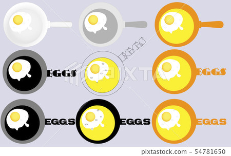 minimalist logo egg with a frying pan and an... - Stock Illustration ...