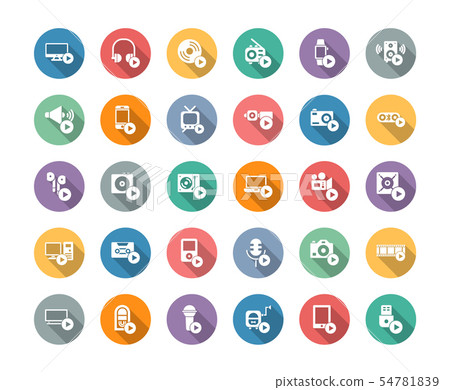 Media devices and players flat long shadow icon Media devices and players flat long shadow icon 54781839