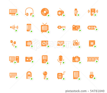 Media devices and players flat icon set. 54781840