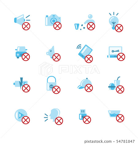 Prohibition flat icon set. Prohibition flat icon set. 54781847