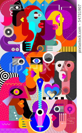 Large Group of People vector illustration Large Group of People vector illustration 54781907
