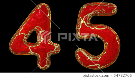 Number set 4, 5 made of realistic 3d render golden shining metallic. Collection of gold shining Number set 4, 5 made of realistic 3d render golden shining metallic. Collection of gold shining 54782766