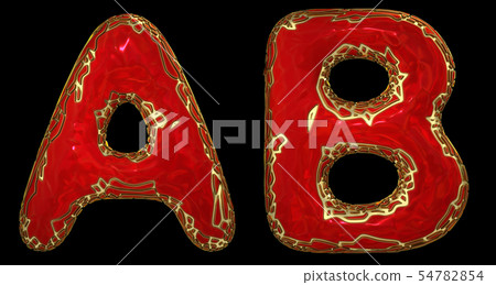 Realistic 3D letters set A, B made of gold shining metal letters. Realistic 3D letters set A, B made of gold shining metal letters. 54782854
