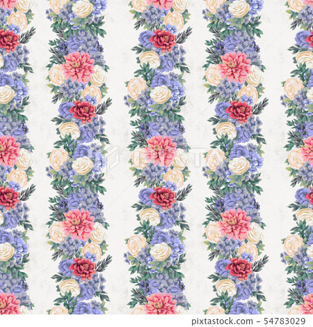 Watercolor floral seamless pattern. Hand painted flowers, greeting card template or wrapping paper Watercolor floral seamless pattern. Hand painted flowers, greeting card template or wrapping paper 54783029