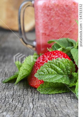 Strawberry smoothie with mint Strawberry smoothie with mint 54783332