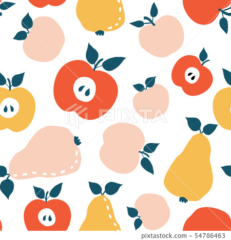 Pear and apples vector seamless pattern - Stock Illustration [54786463 ...